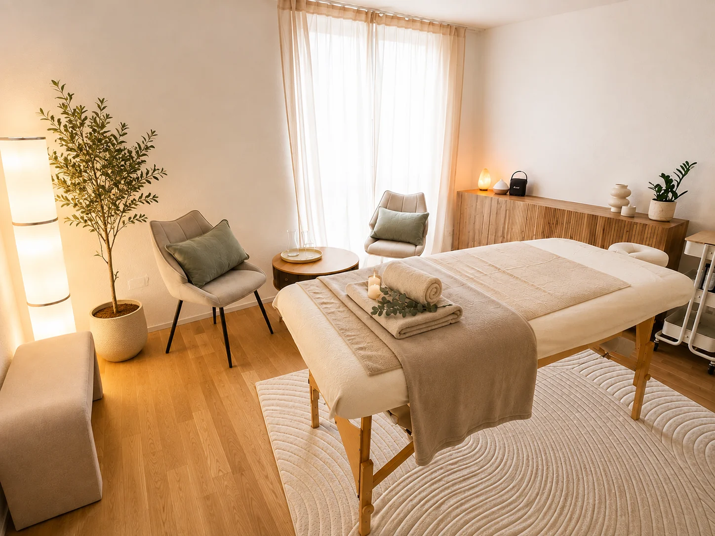 Vorbereitete Massageliege